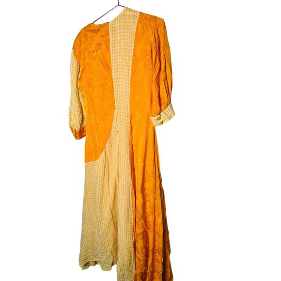 REJINA PYO Marigold Yellow Dylan Asymmetrical Paneled Checkered Linen Dress 12 - Picture 5 of 16